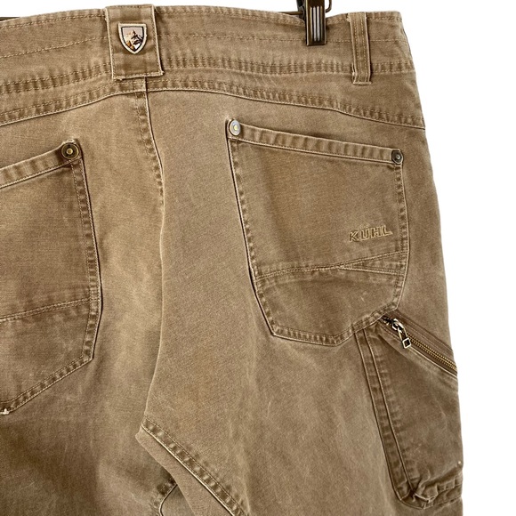Kuhl The Law Pants 36 x 32 10 Oz Canvas Work Outdoor Tan Distressed Stretch - Picture 9 of 10